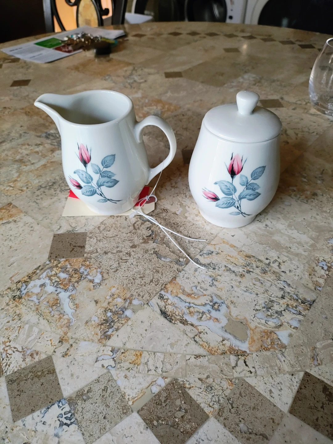 Lenore Classic Rose Fine China Creamer and Sugar Bowl Set