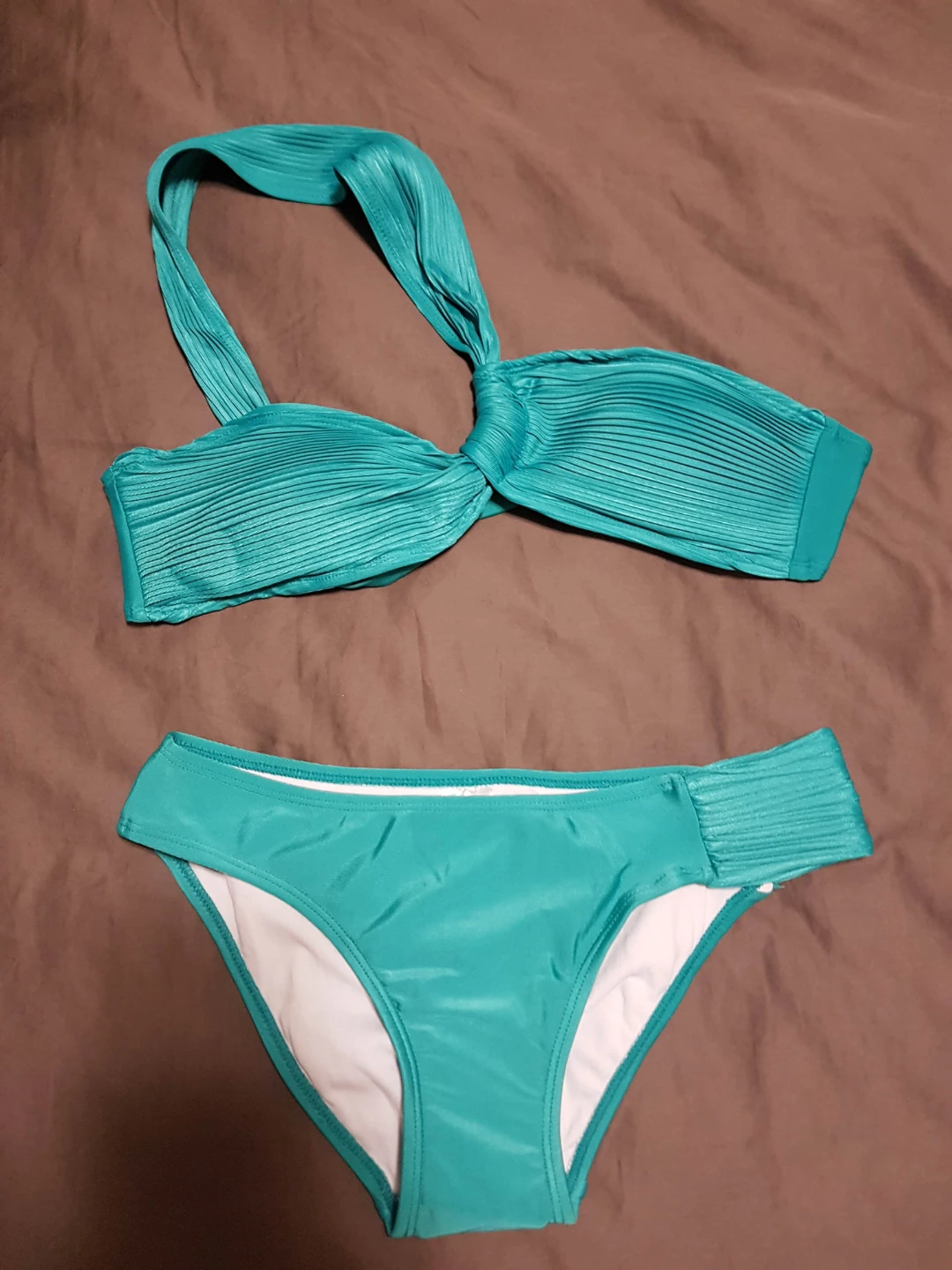 Teal Ribbed Bikini Set medium