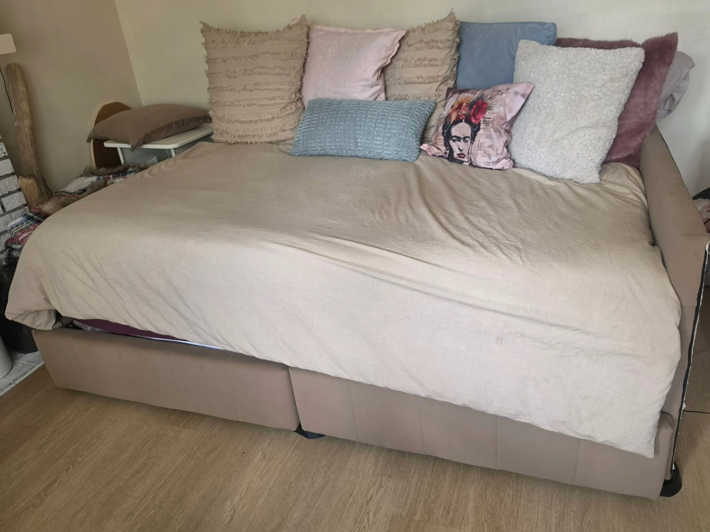 Full/double Size Bed Frame with Storage plus new mattress - photo 2