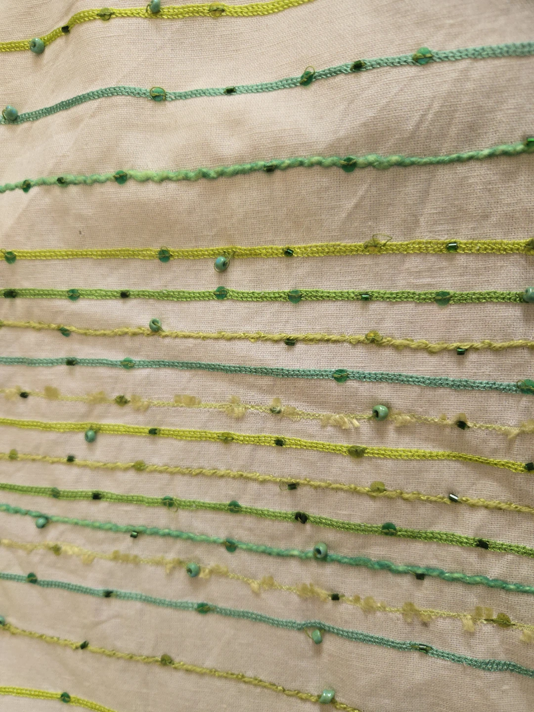 Decorative Pillow Cover White Green Beaded Stripes - photo 2