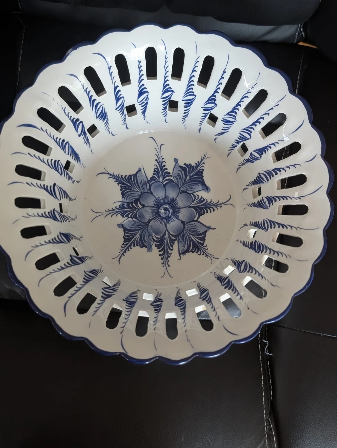 White and Blue Ceramic Fruit Bowl - photo 2