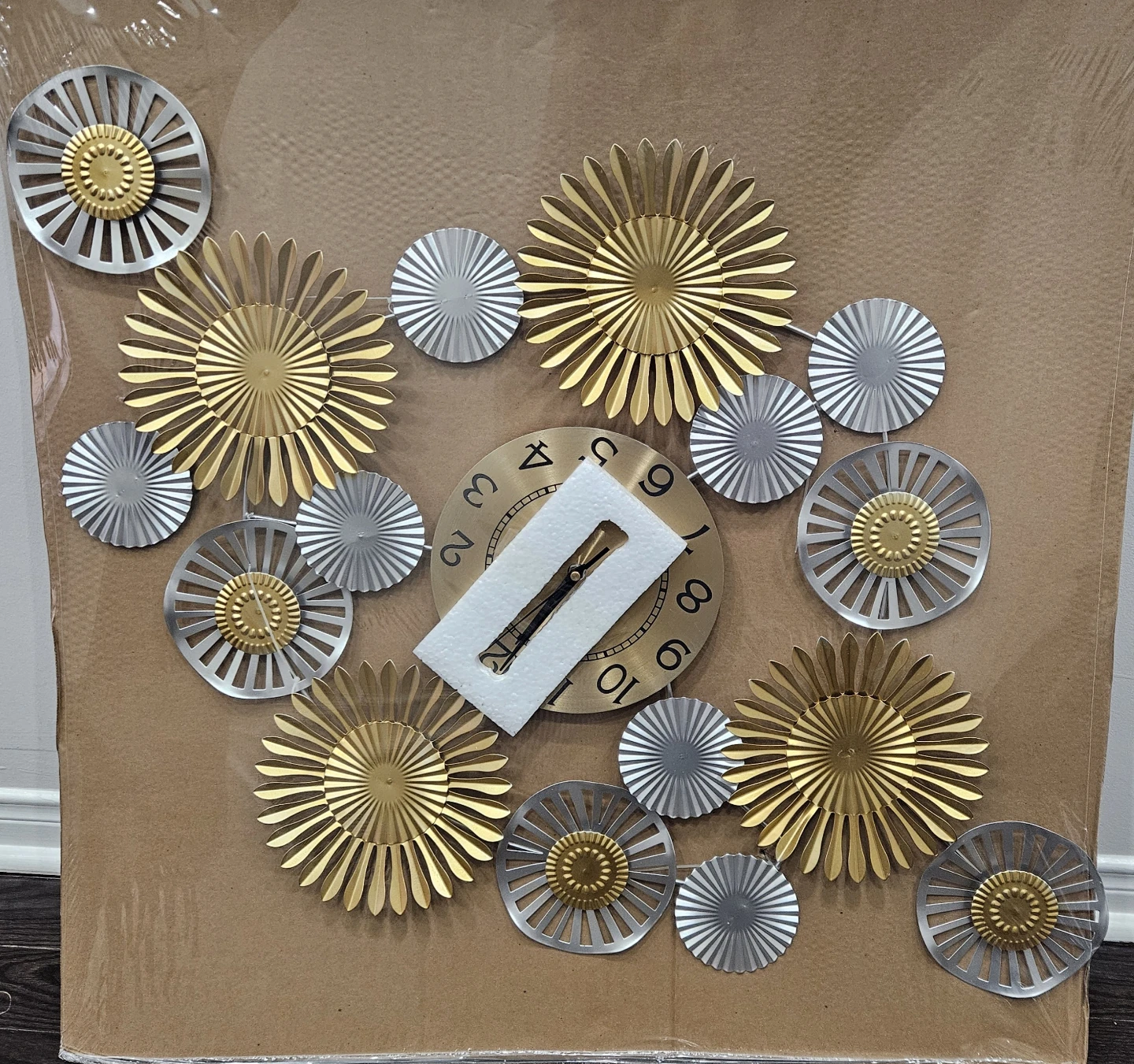 Gold and Silver Metal Wall Clock