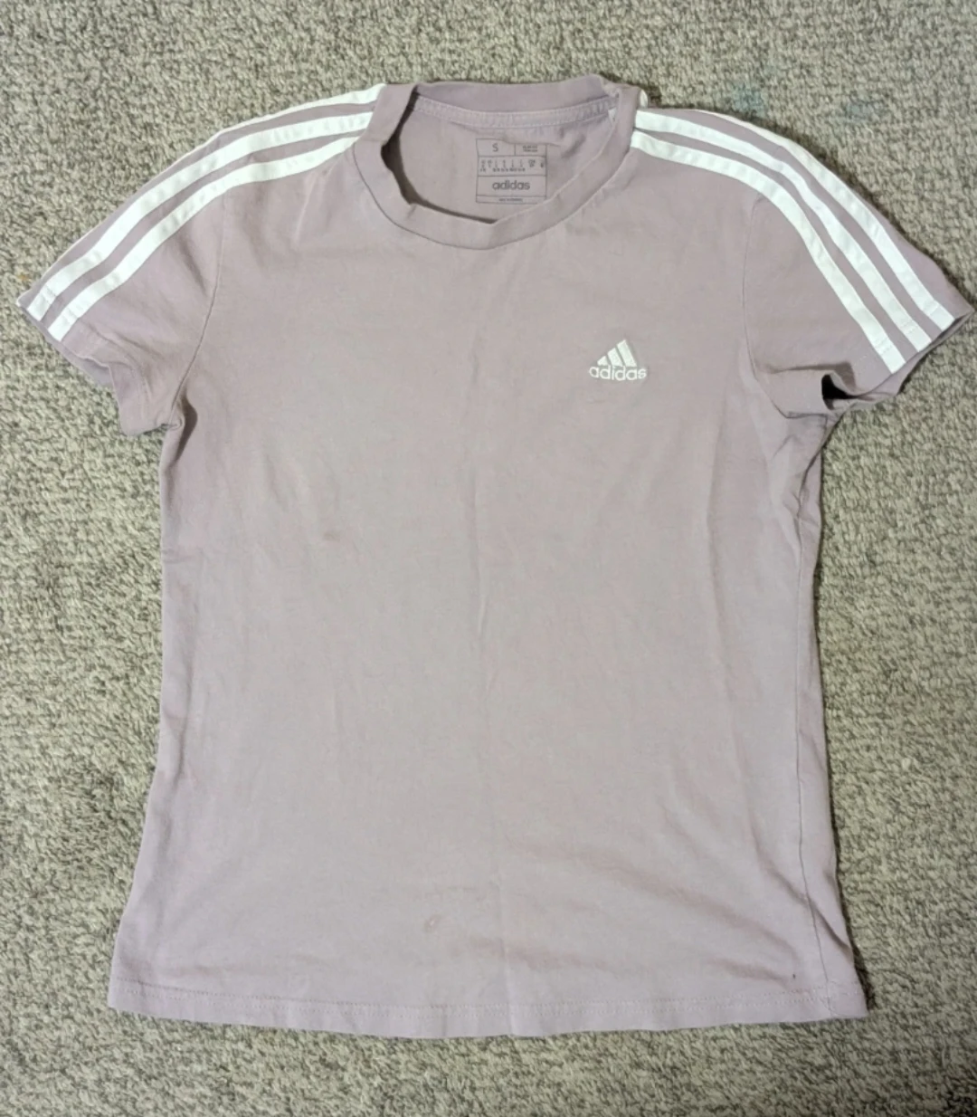 Adidas 3-Stripes T-Shirt - Lavender - Size S - photo 2