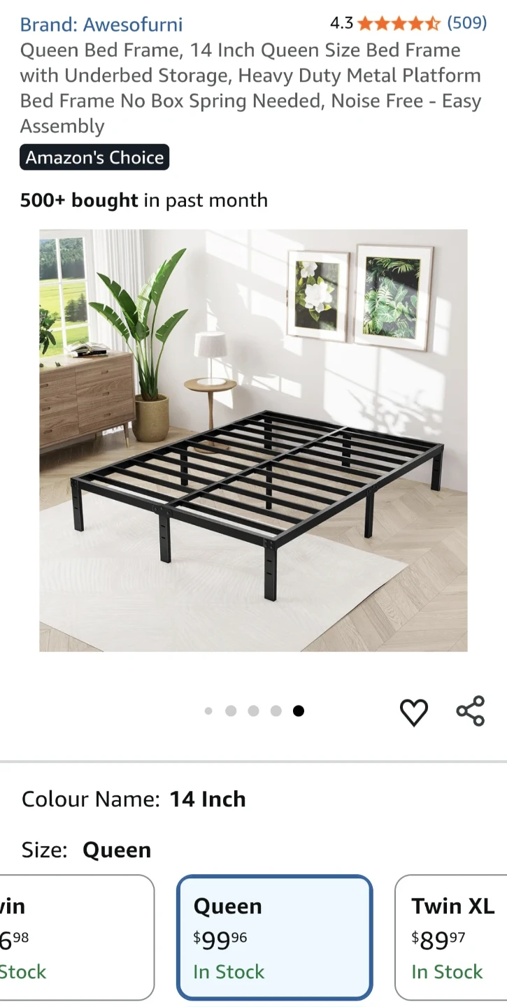 Queen Bed Frame and mattress - photo 3