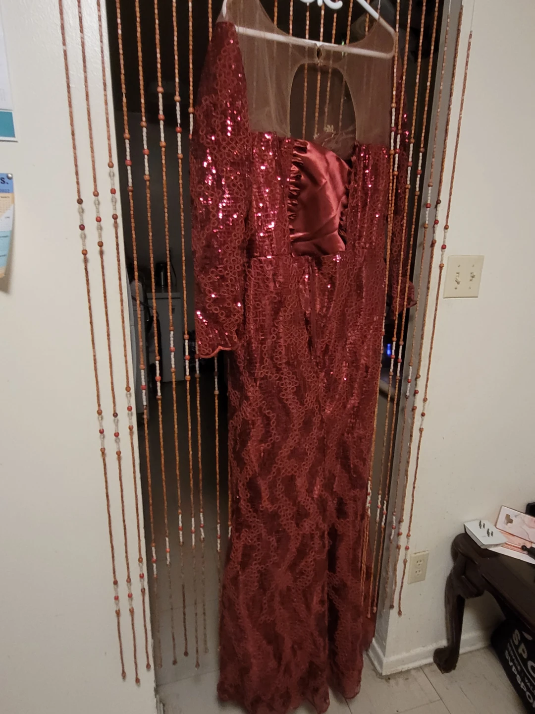 Red Sequin Lace Evening Gown