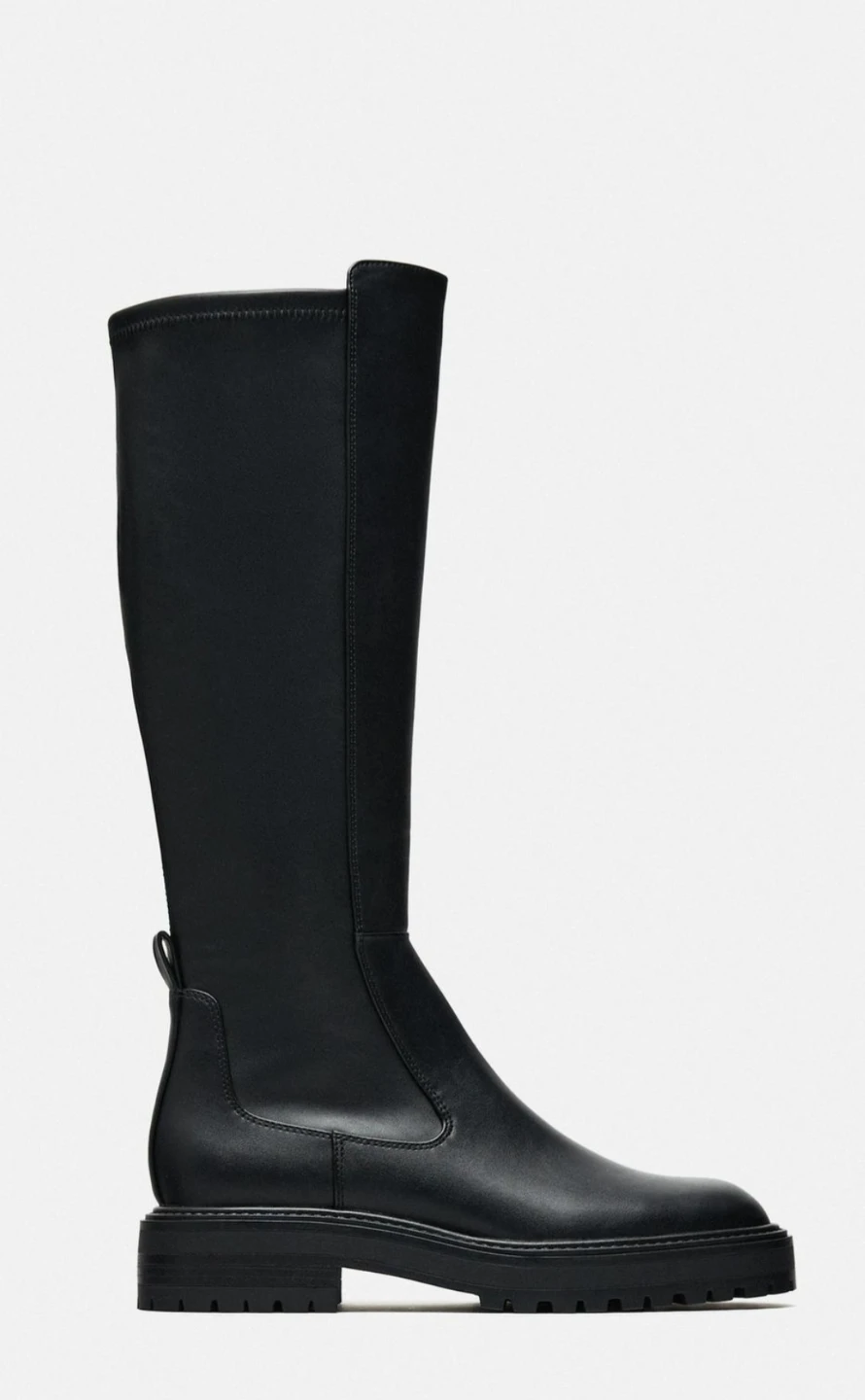 Zara Black TREADED BOOTS Size 8
