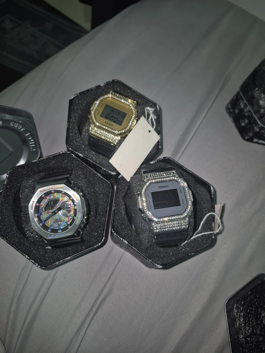 3 Casio G-Shock watches with diamond accents