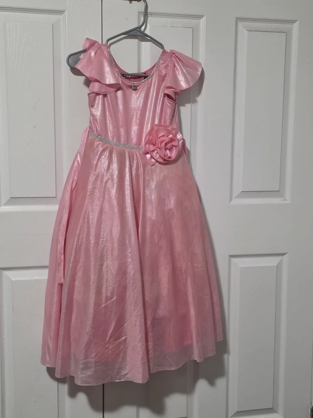 Pink Girls Dress with Flower Accent