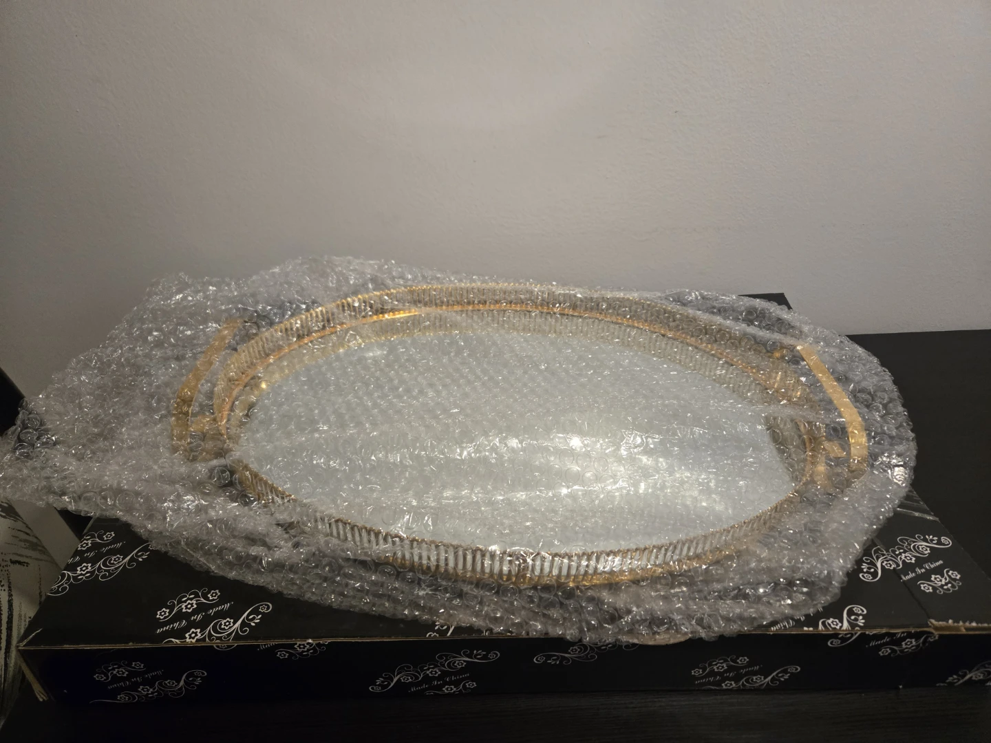 Gold Oval Mirrored Serving Tray with Handles - photo 2