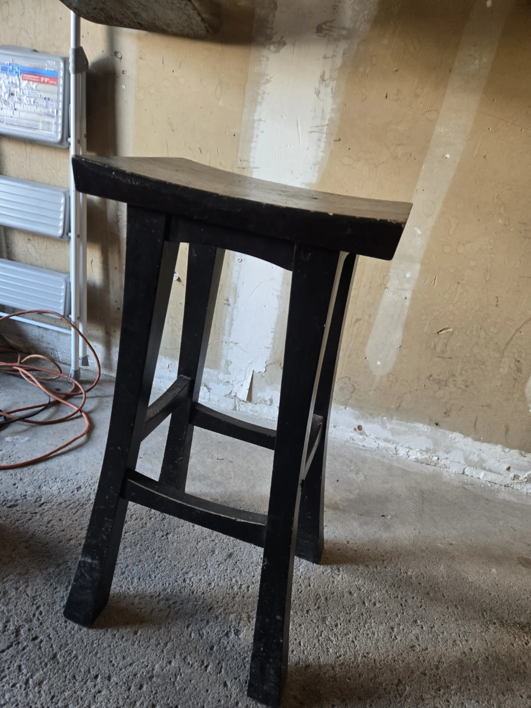 Black Wooden Stool - photo 2