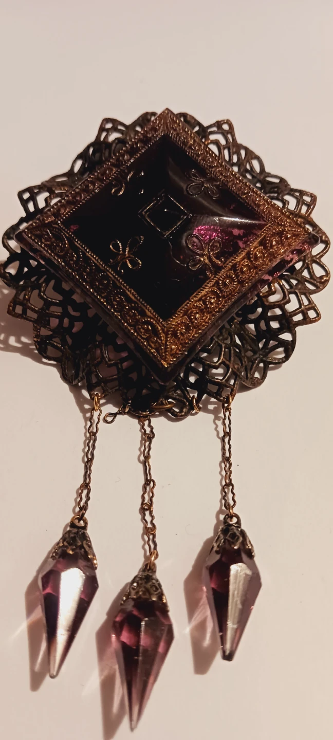 Antique Victorian Stunning Filigree Amethyst Brooch - photo 2