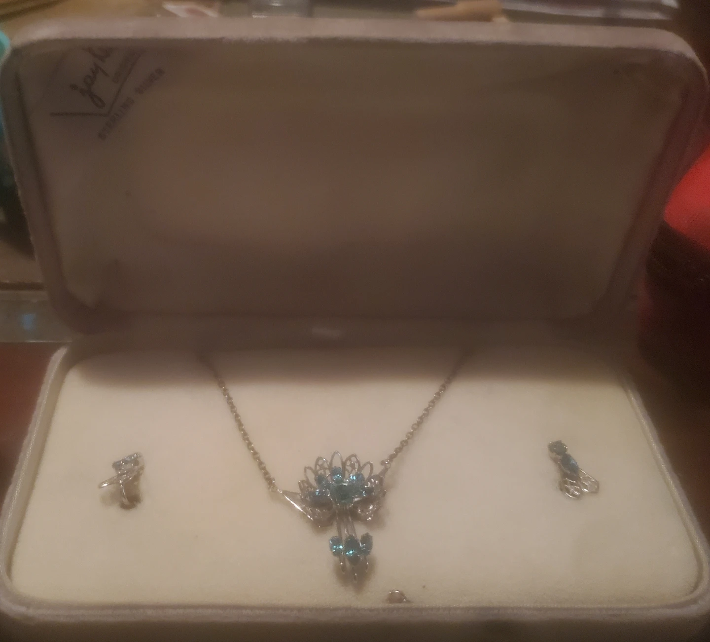 Jaylar Sterling Silver Blue Gemstone Necklace and Earrings Set