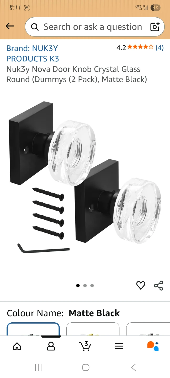 Nova Door Knob Crystal Glass Round Dummies (2 Pack)