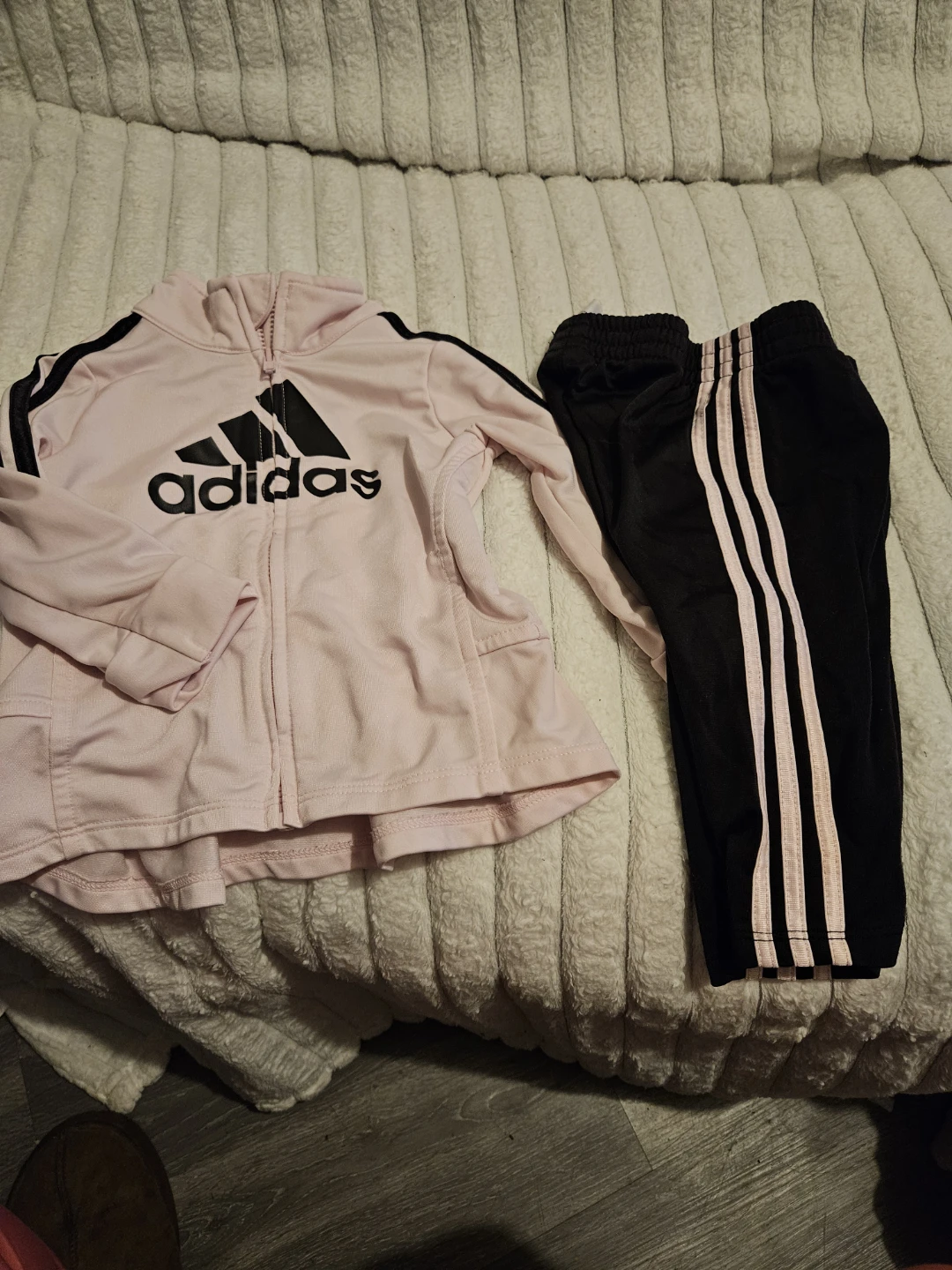 Adidas Pink Full Zip Hoodie and Black Pants Set