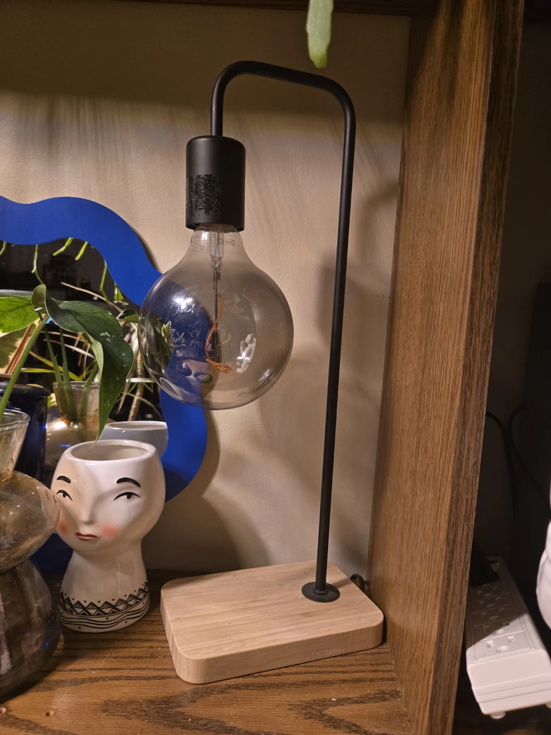 Ikea Modern Black Desk Lamp with Wood Base - photo 2