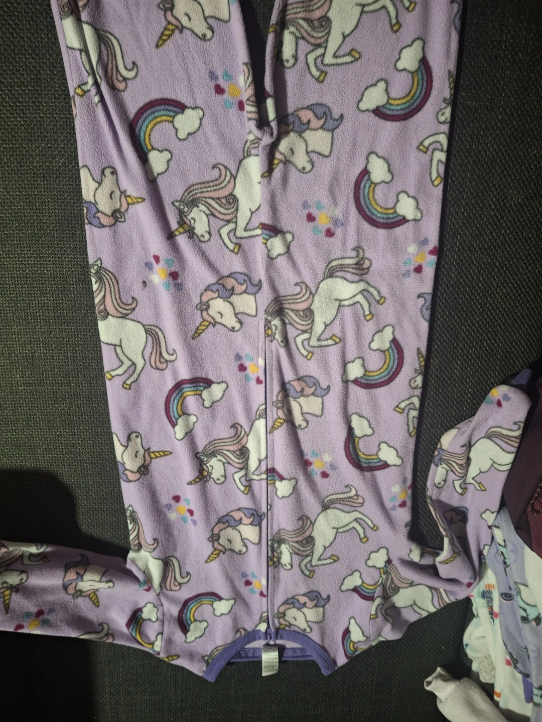 Purple Unicorn and Rainbow Fleece Pajamas - Kids' Size Medium
