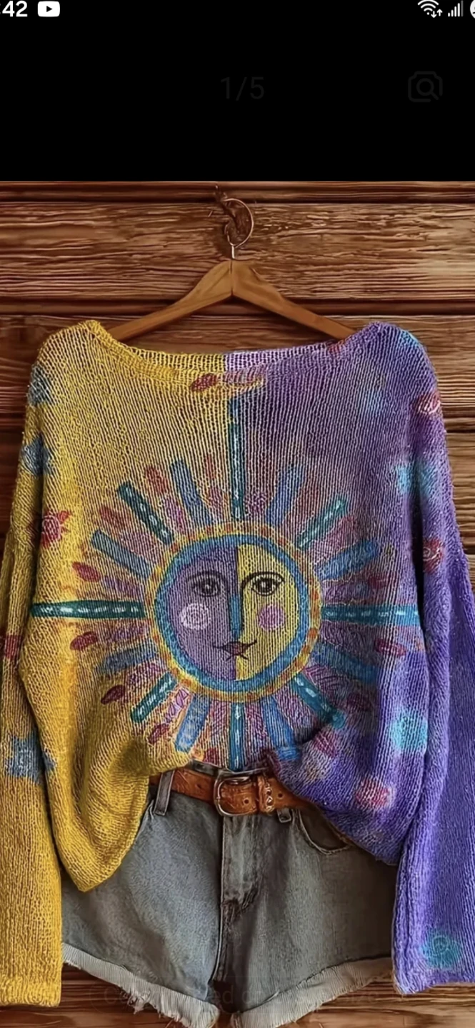 Knitted Sun and Moon Sweater