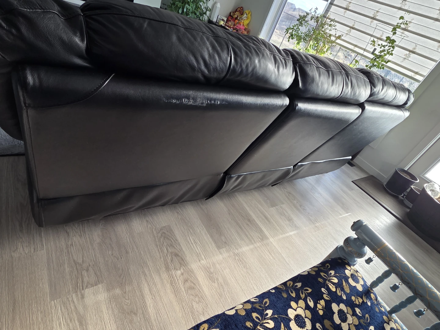 Faux Black Leather 3-Seater Reclining Sofa - photo 4