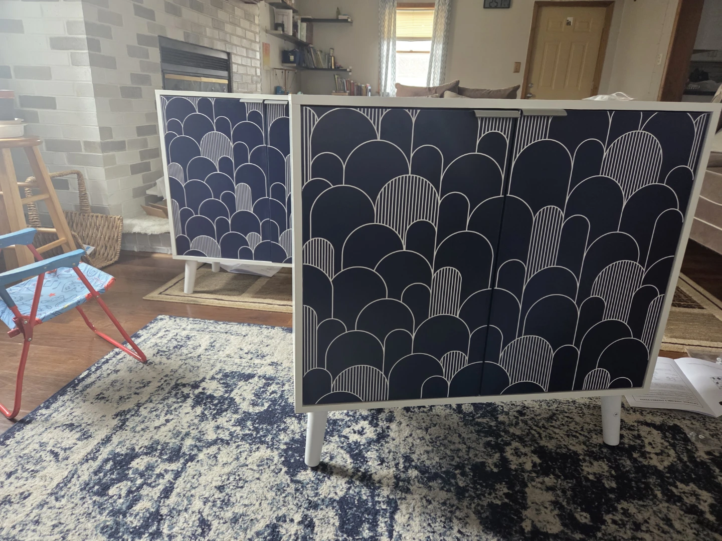 New Blue and White Patterned Cabinet