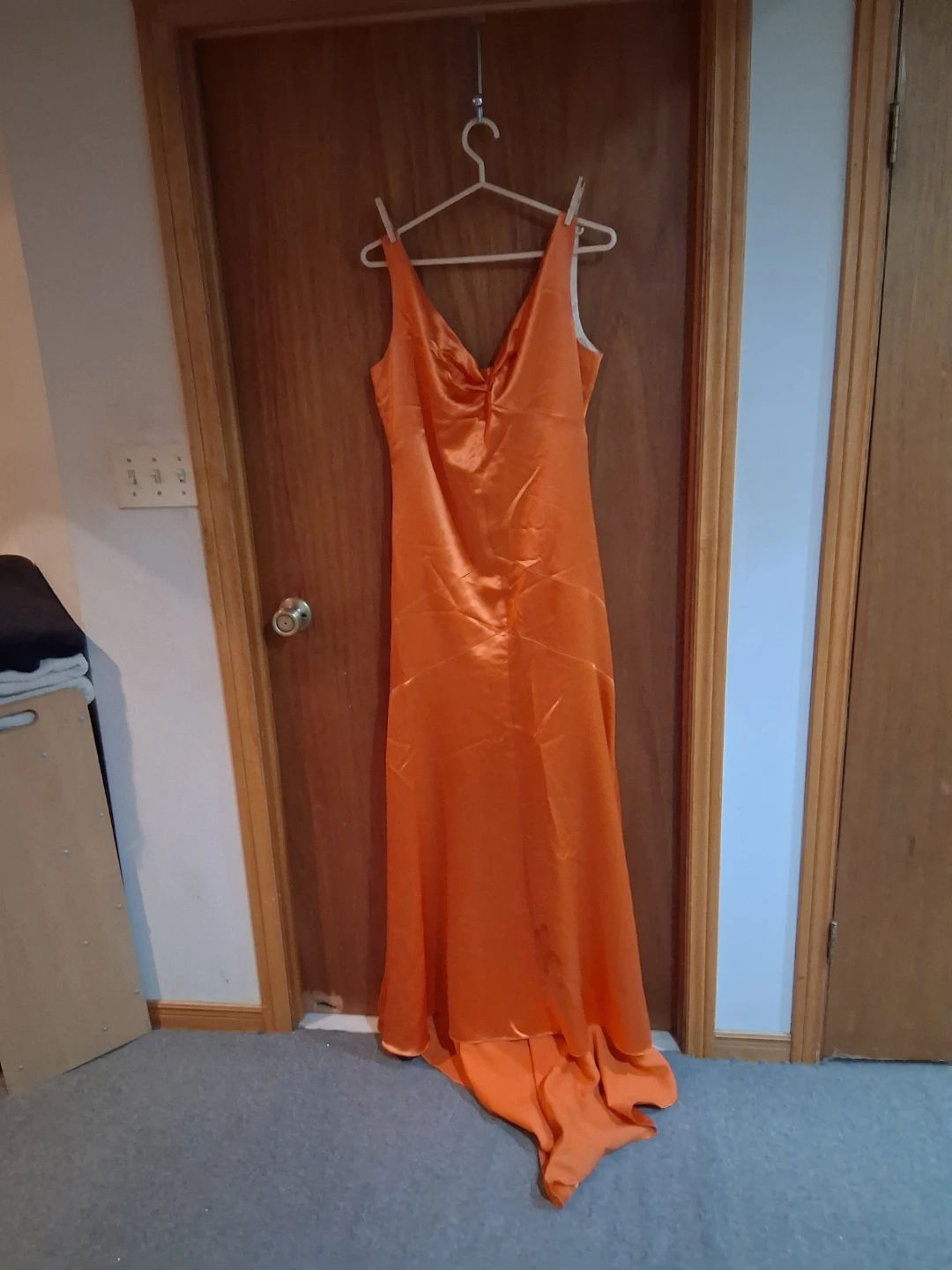 Orange Satin Evening Gown