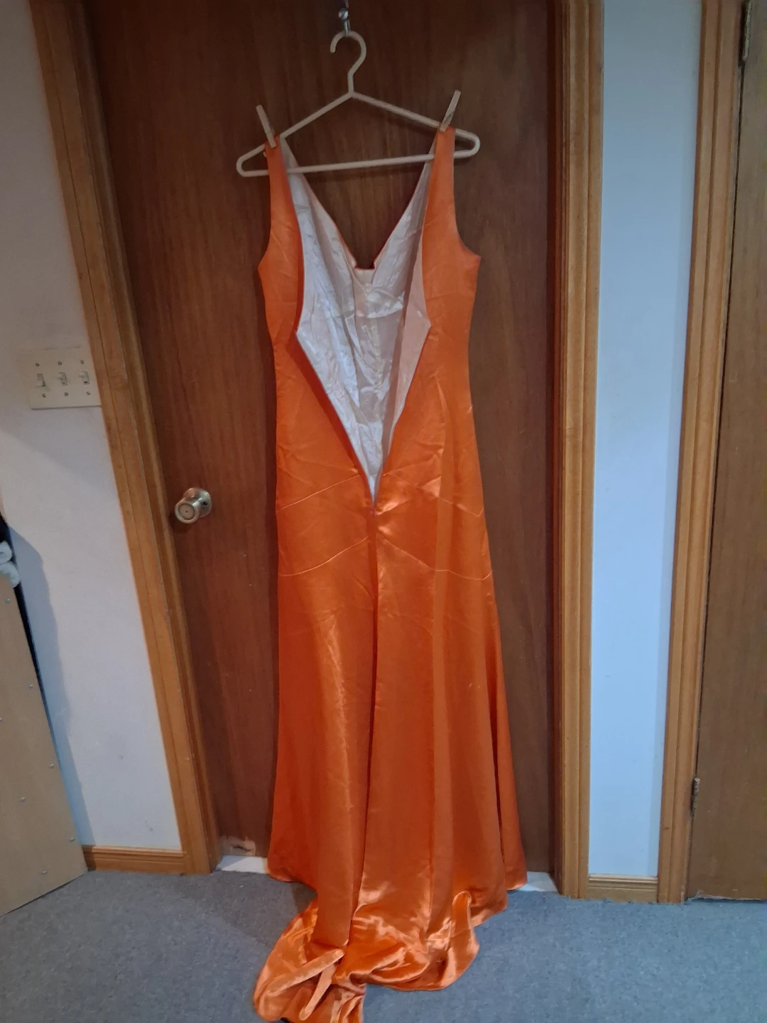Orange Satin Evening Gown - photo 3