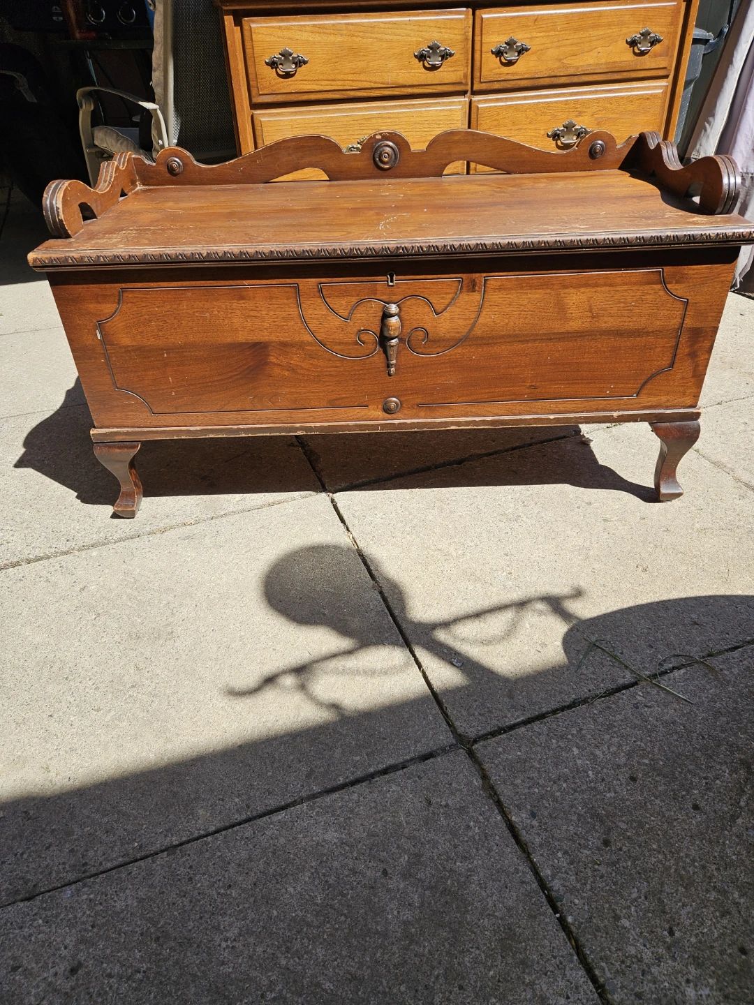 Antique Wooden Cedar Lined Storage Chest