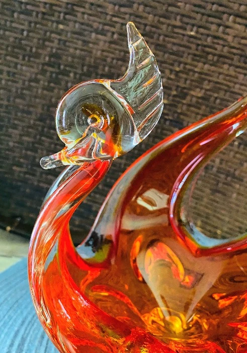 Vintage Chalet / Lorraine Rare Red/Pink Hues Glass Bird - photo 2