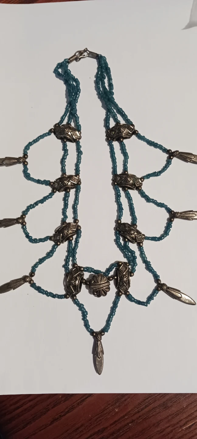 Gorgeous Ethnic Tribal Spider Web  Beaded Necklace - photo 2