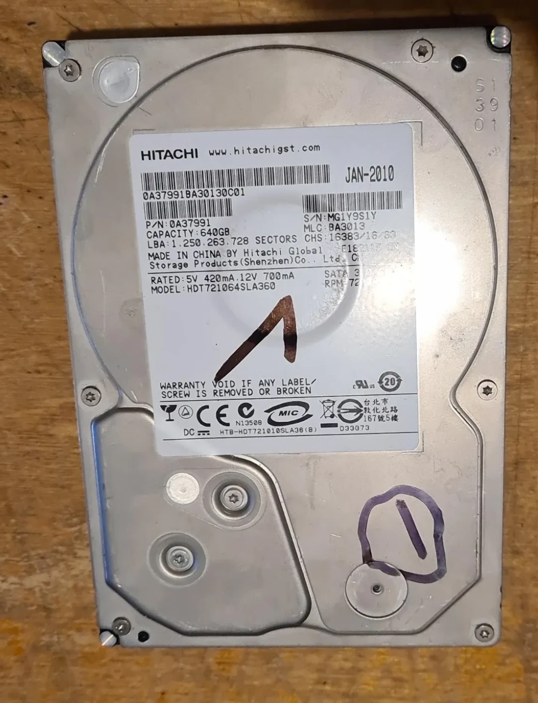 Hitachi 640GB SATA III Hard Drive