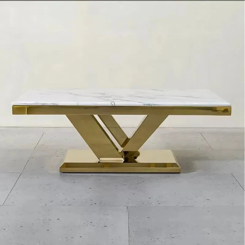 Royale Luxurious Marble Top Coffee Table with Gold Base - photo 4
