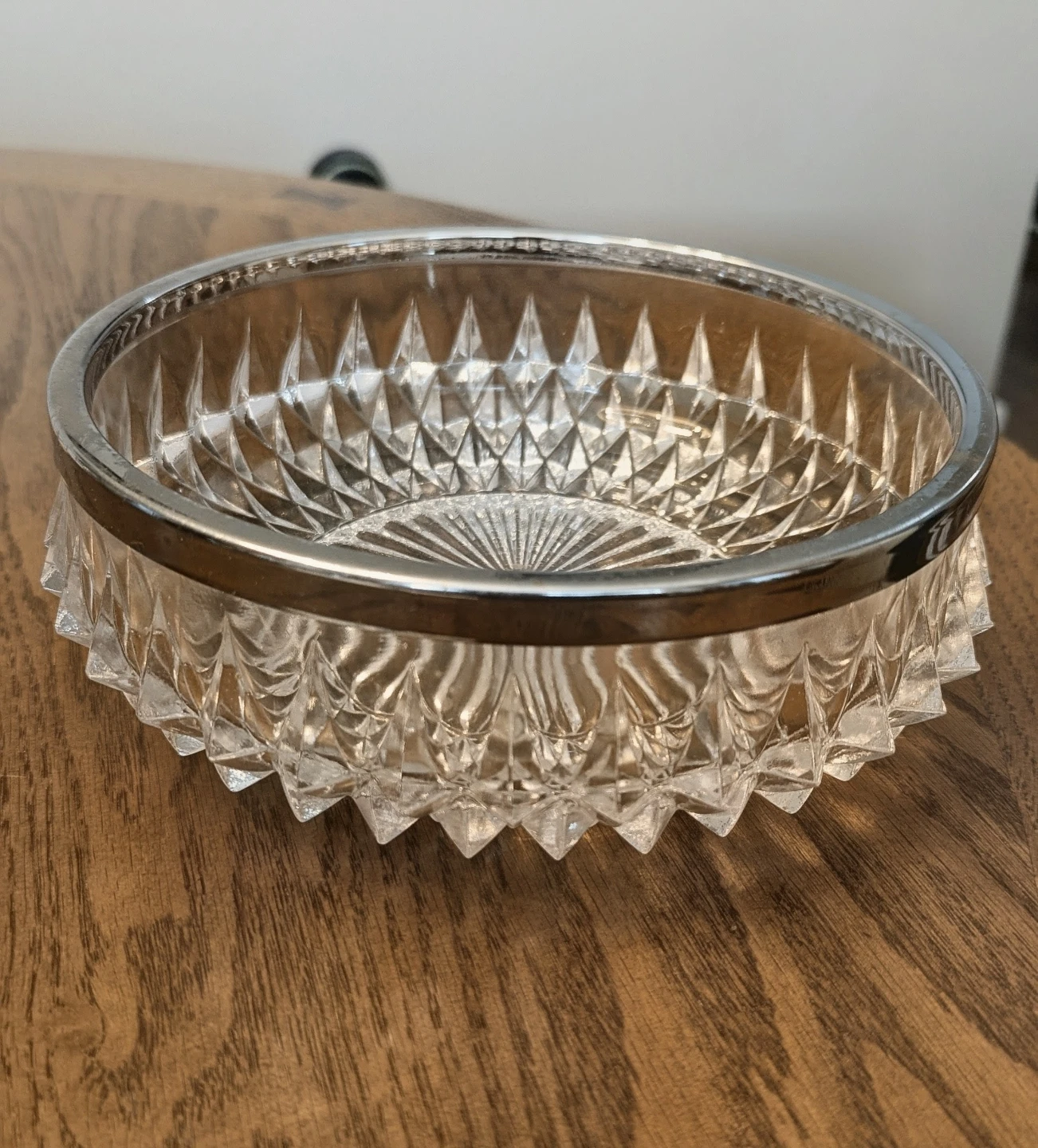 Crystal Serving Bowl with Silver Trim - photo 2