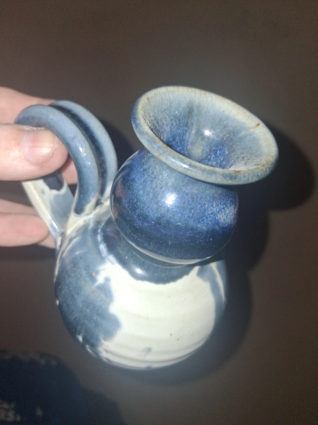 Blue and White Ceramic Pitcher Vase