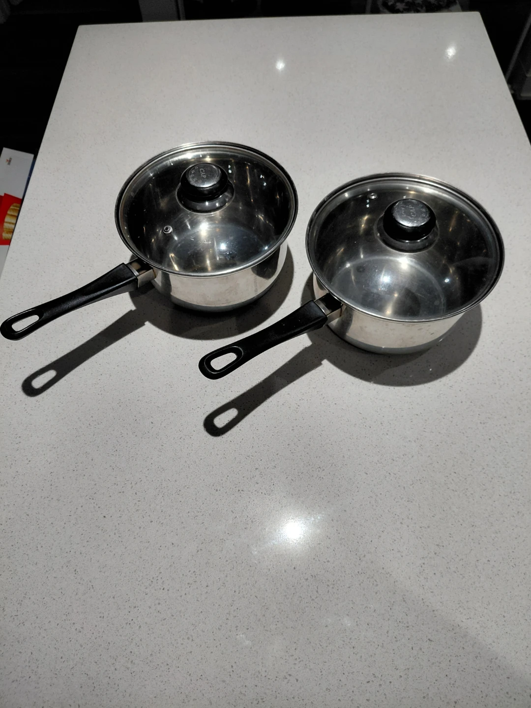 2 Stainless Steel Saucepans with Lids