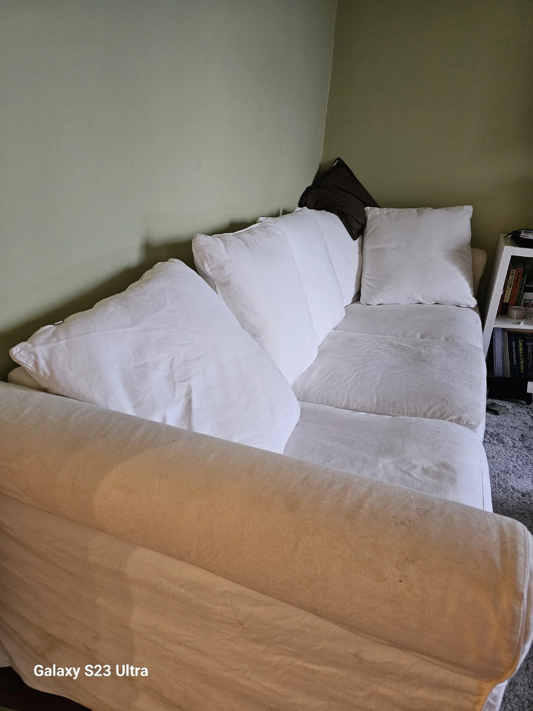 White Sectional Sofa with Cushions