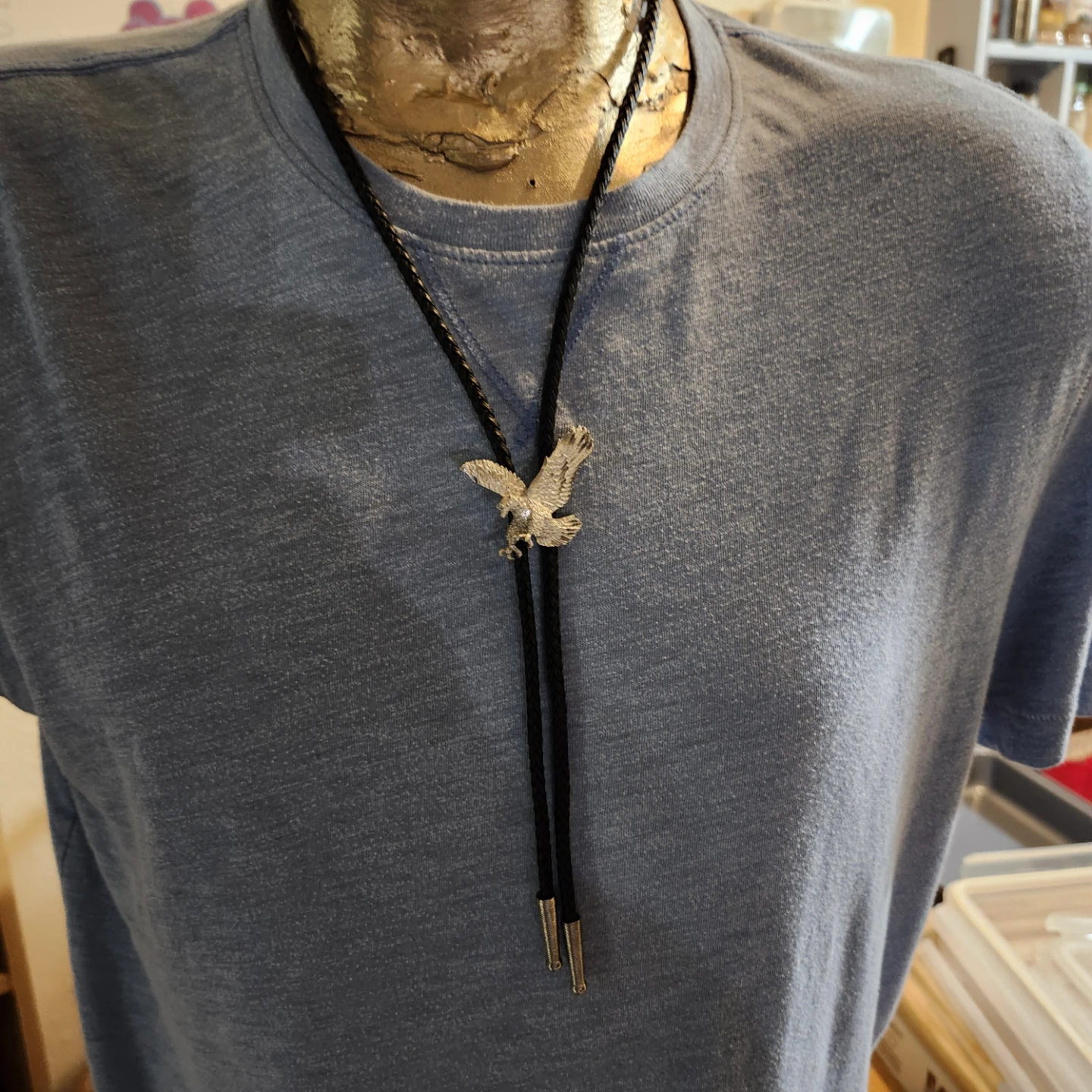 Silver tone Eagle Bolo Tie