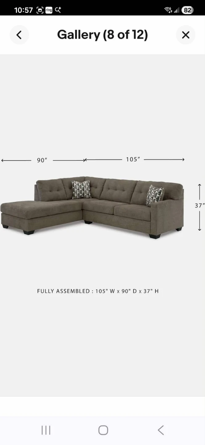 Mahoney L-Shaped Sectional with Chaise & Accent Pillows - photo 2