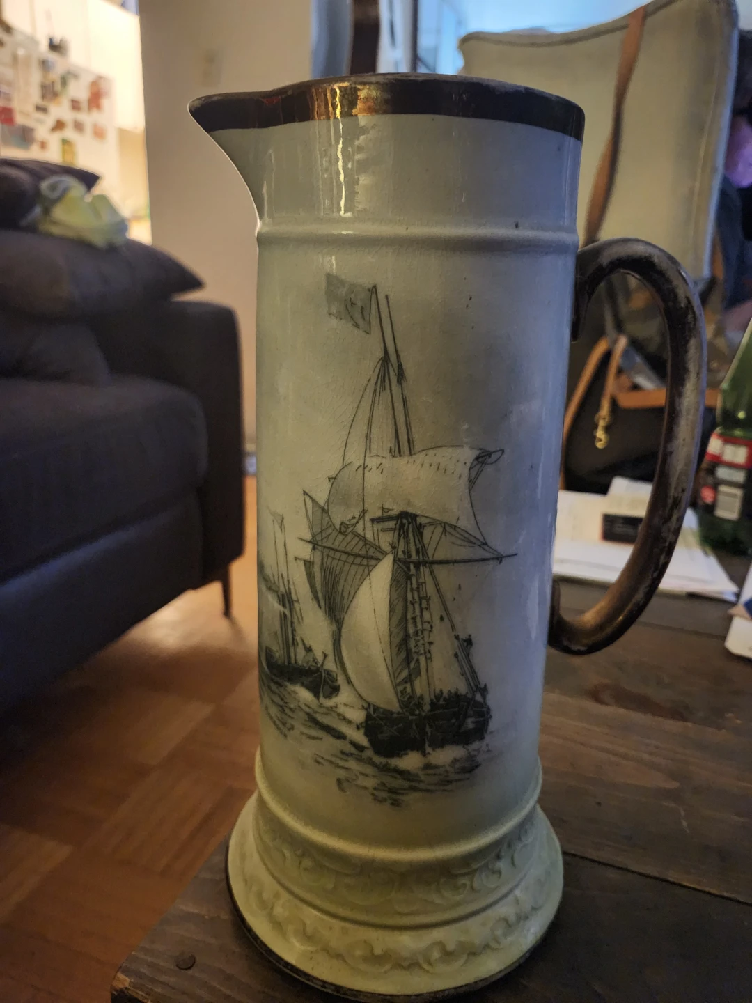 Royal Salon Ware Pitcher with Sailing Ship Design