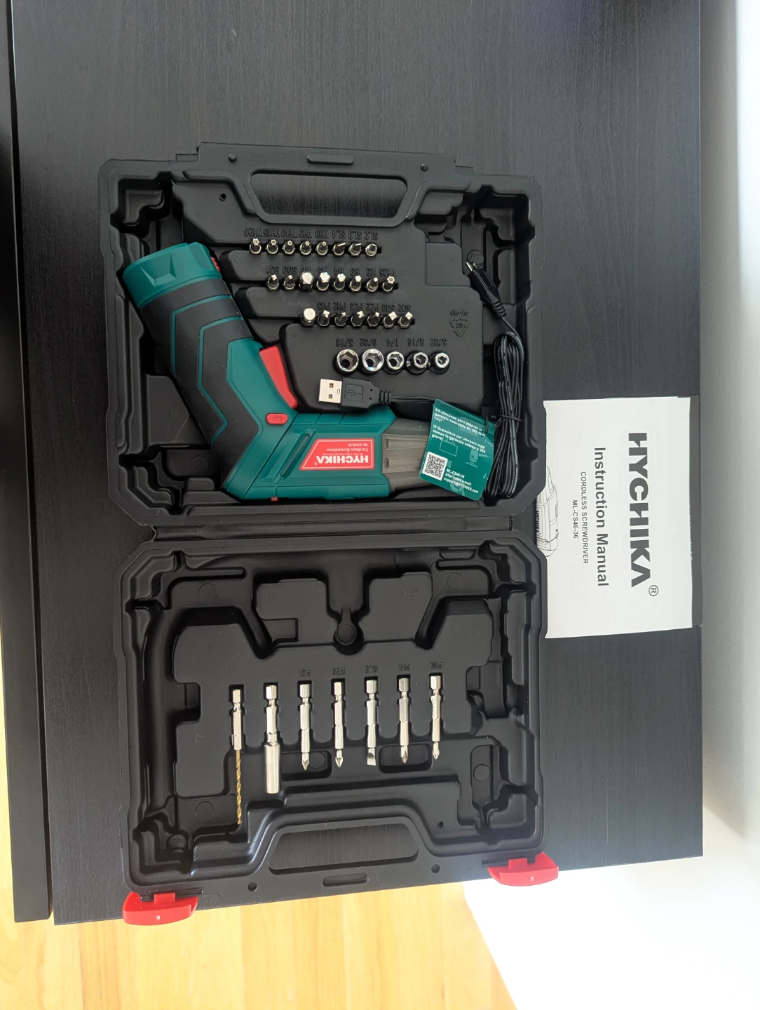 HYCHIKA Cordless Electric Screwdriver Set with Case