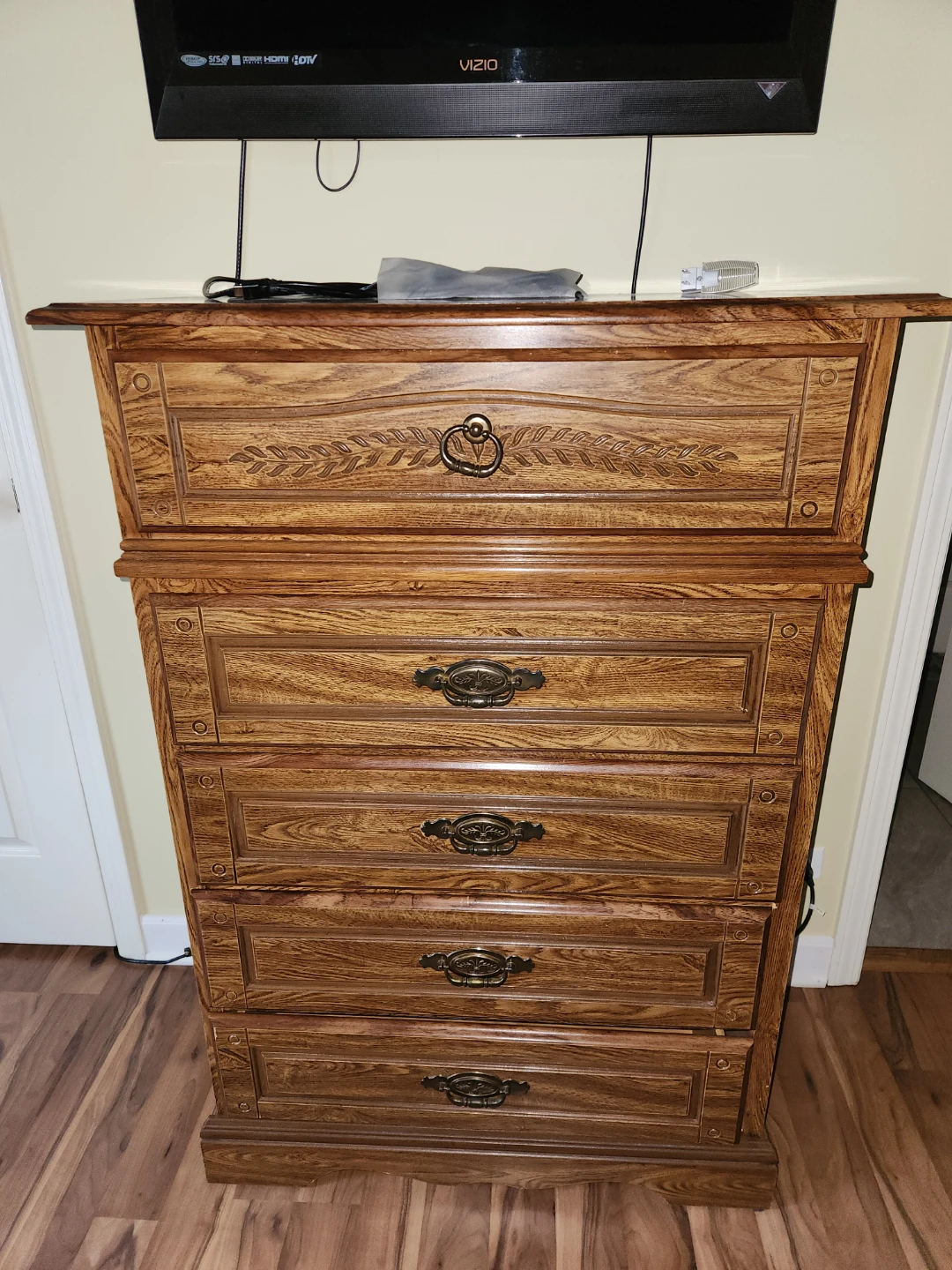 Wooden Dresser with Mirror, Chest and  Queen size Headboard - photo 3