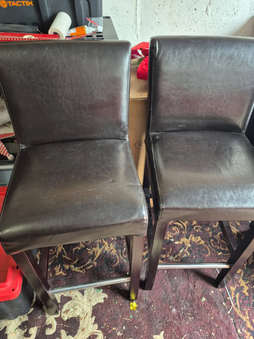 Set of 2 Brown Faux Leather Bar Stools