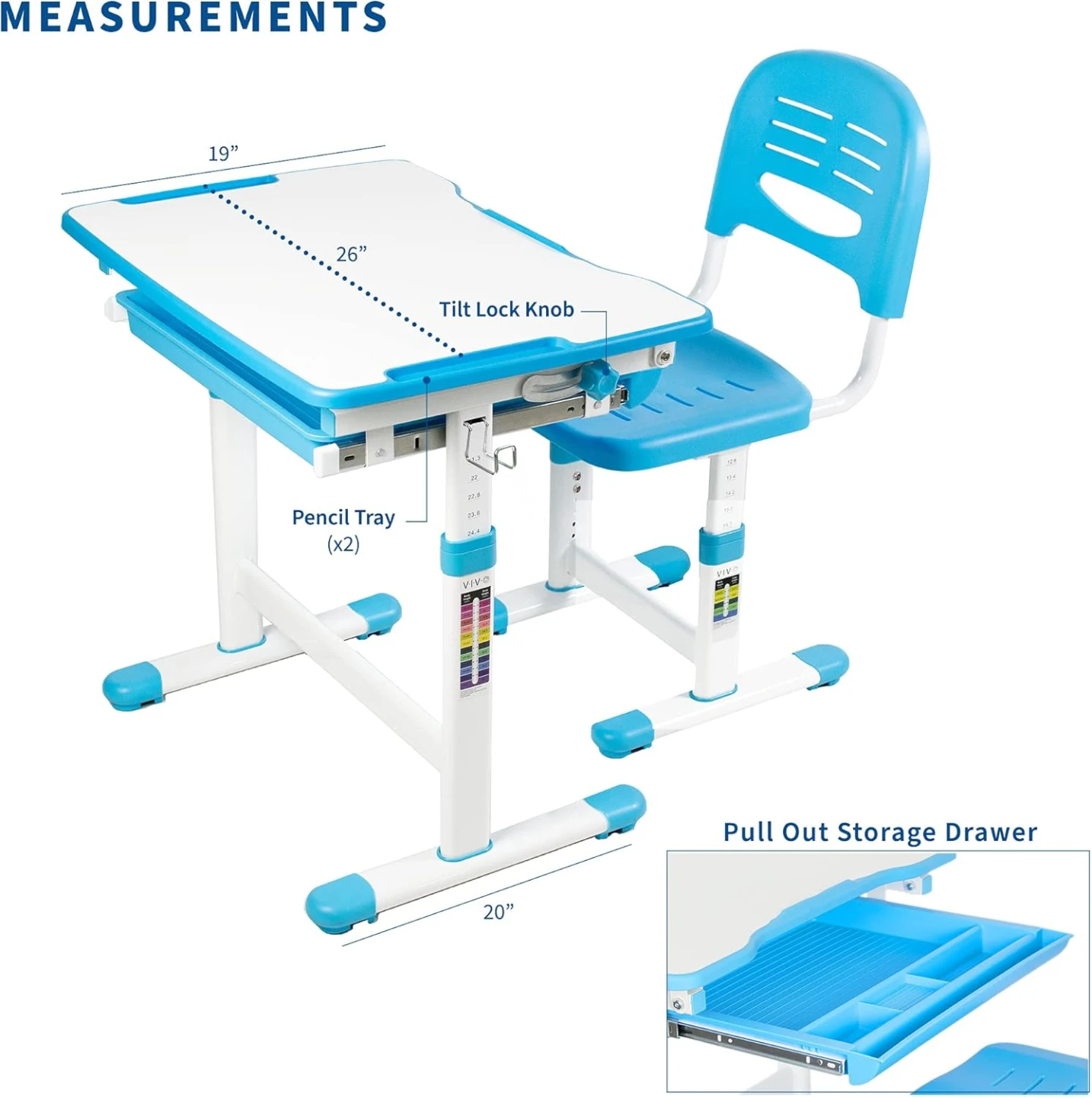 BNIB - VIVO Height Adjustable Children's Desk and Chair Set - photo 3