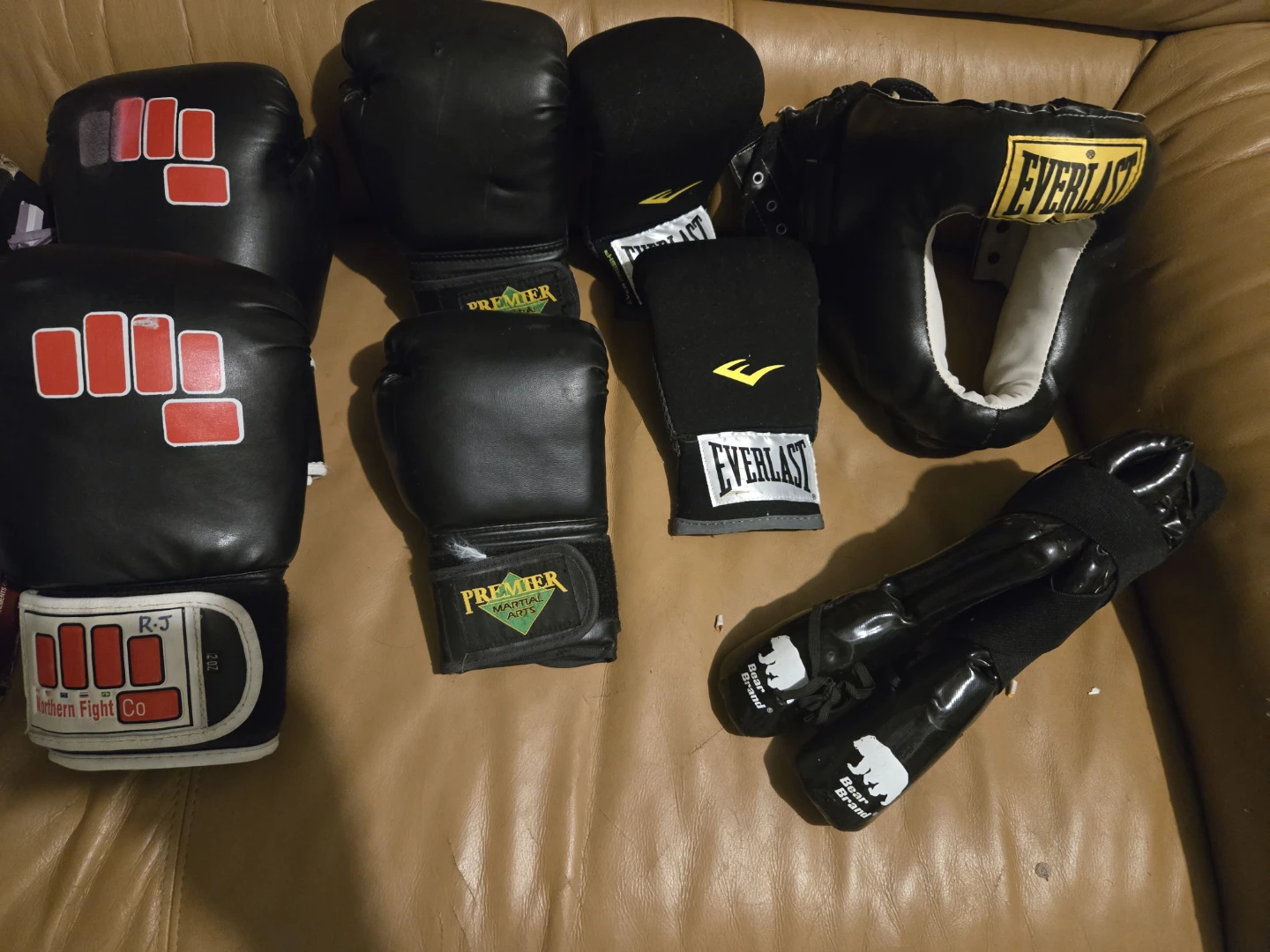 Boxing Gear Set: Gloves, Headgear, and Shin Guards