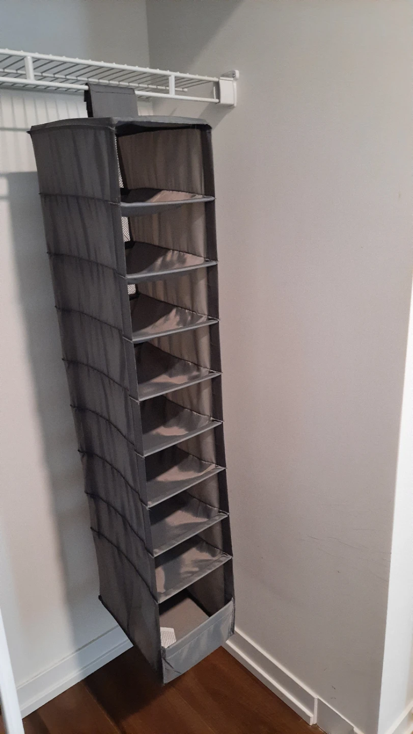 Grey Fabric Hanging Closet Organizer