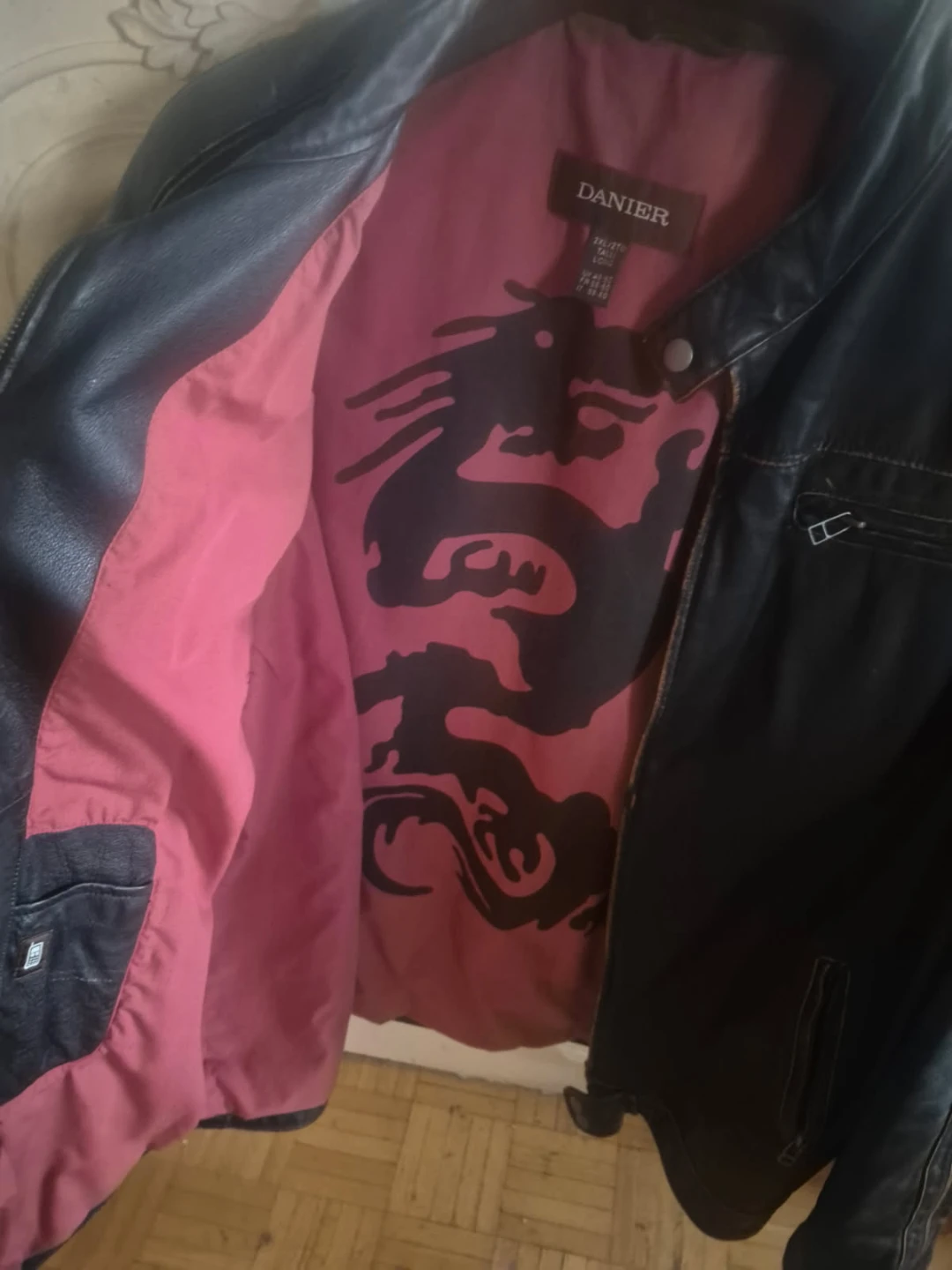 Leather Jacket  with red lining  Dragon Lining - photo 5