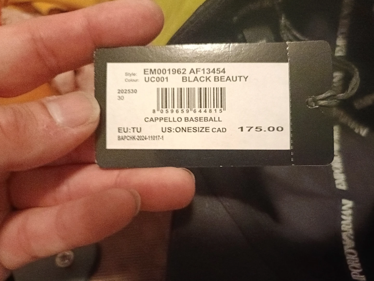 Emporio Armani Black Baseball Cap - photo 2