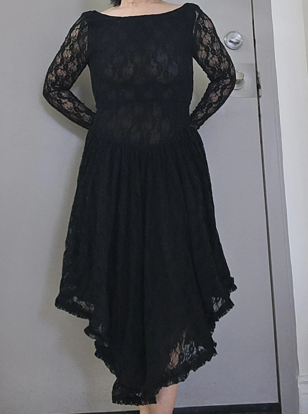 Black Lace Dress with Long Sleeves - photo 3