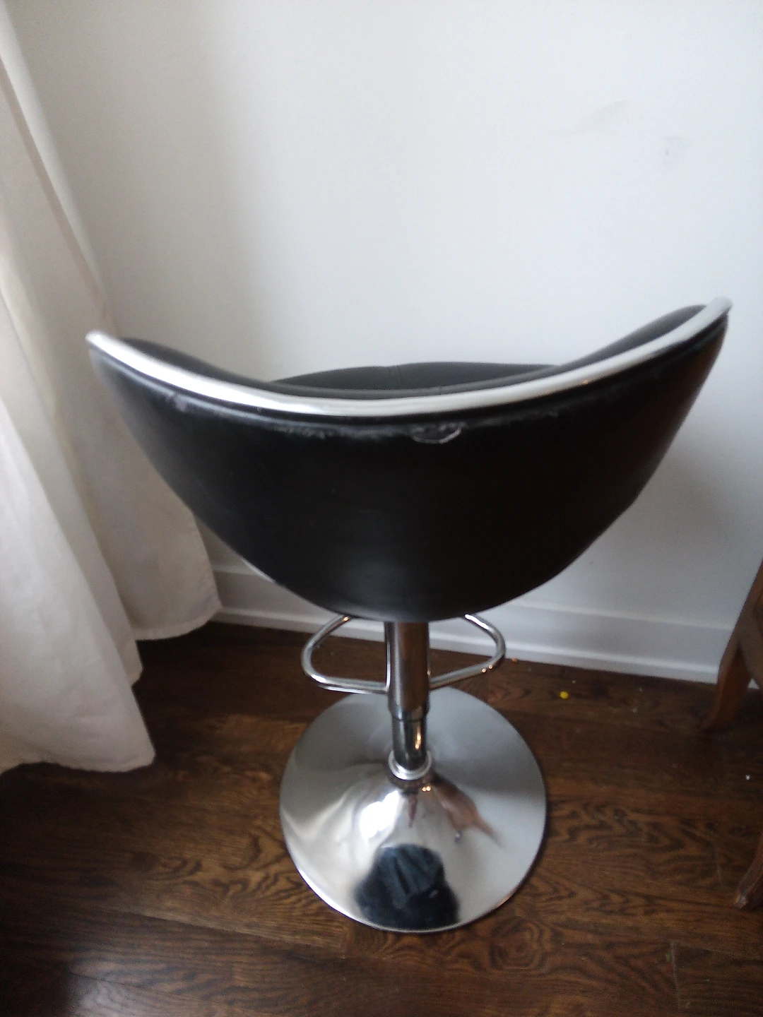 Black Adjustable Bar Stool with Chrome Base - photo 2