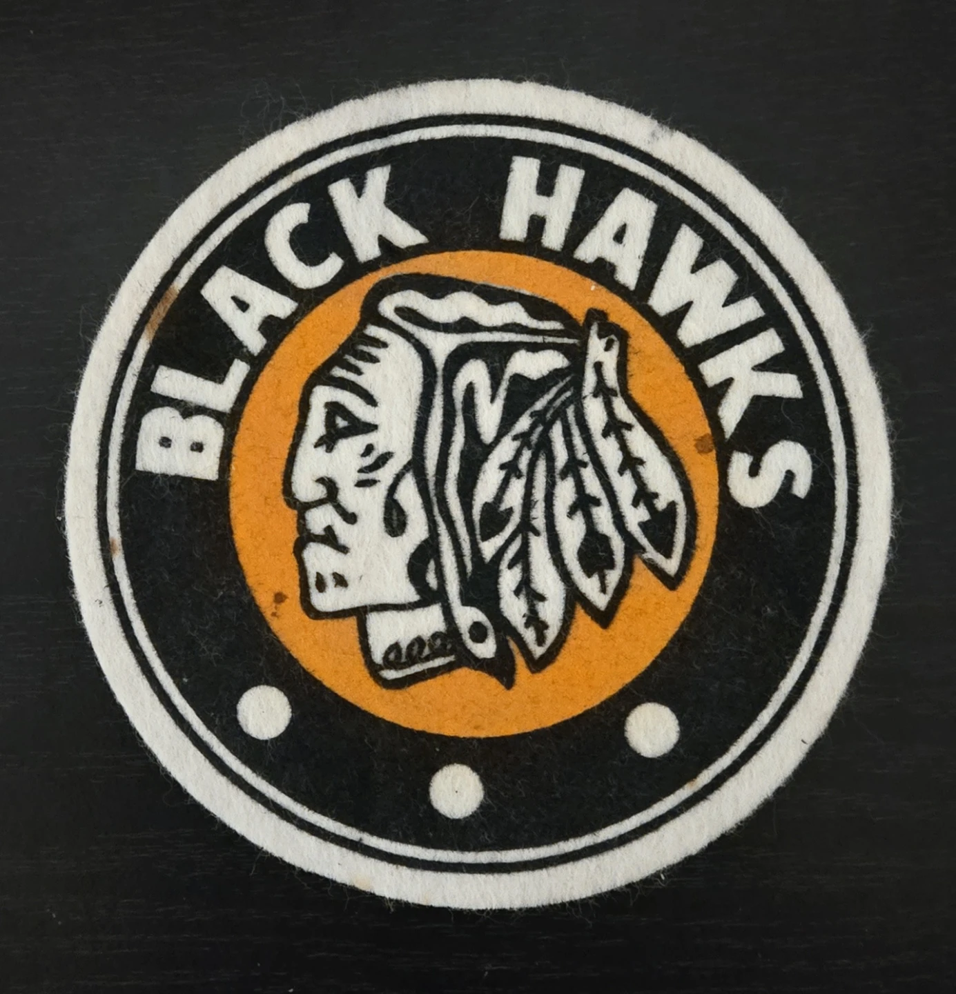 Rare Authentic Pre 1965 Black Hawks 5" Jersey Crest
