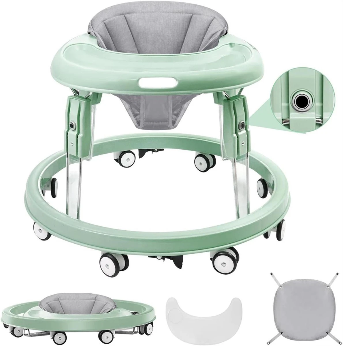 Brand New>>Baby Walker with 7 Gear Height Adjust - Mint Green