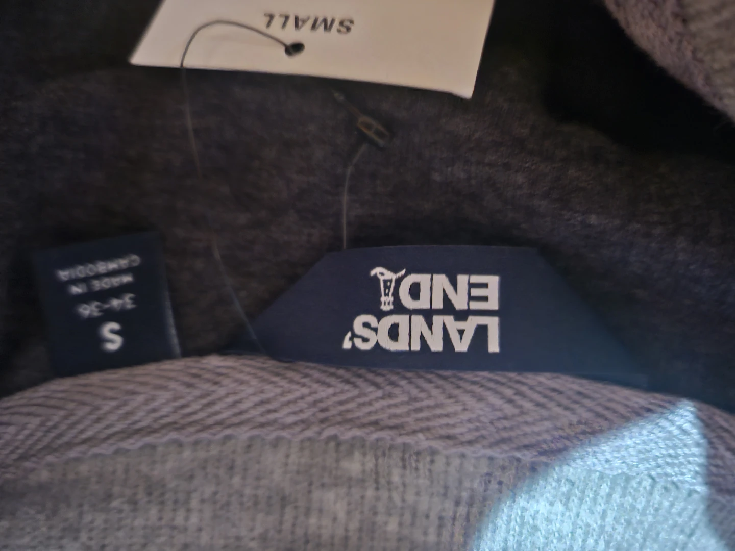 Lands' End Ribbed Quarter Zip Dark Charcoal Small - photo 5